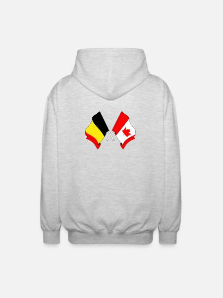 Flag of Belgium, flag Canada - Unisex Hooded Jacket - light heather grey