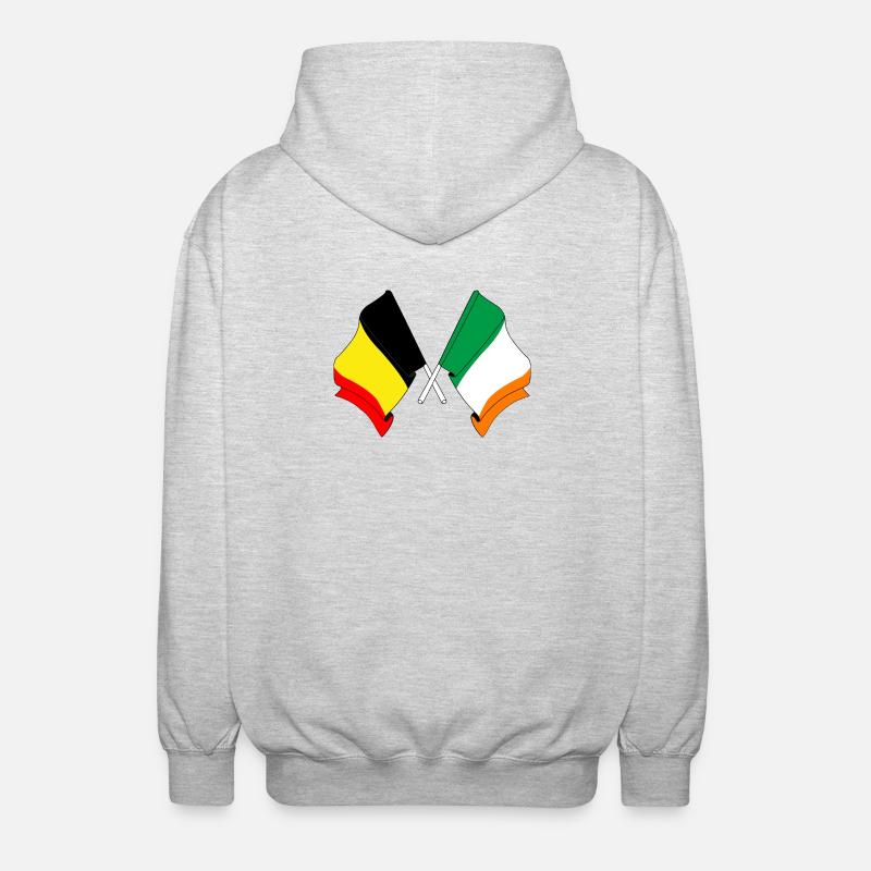 Drapeau Belgique, drapeau Irlande - Veste à capuche unisexe - gris clair chiné
