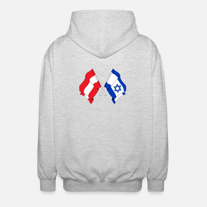 Drapeau Autriche, drapeau Israël - Veste à capuche unisexe - gris clair chiné
