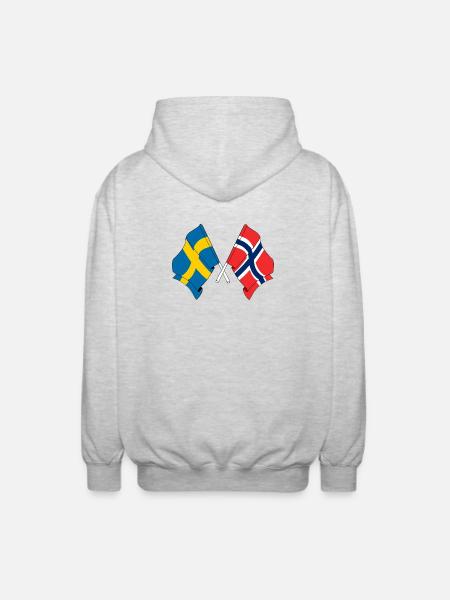 Flag Sweden, flag Norway - Unisex Hooded Jacket - light heather grey