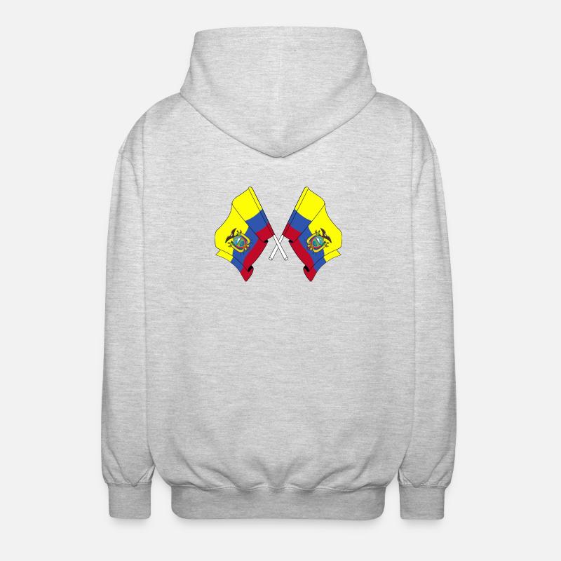 Flaggen querten Ecuador - Unisex Kapuzenjacke - Hellgrau meliert