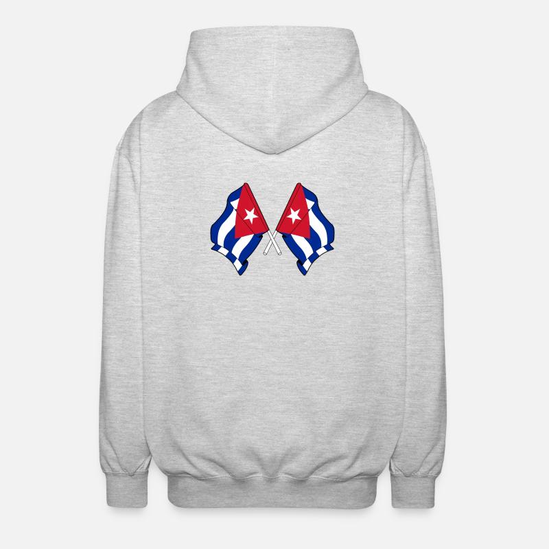 Zwei Flaggen Kuba - Unisex Kapuzenjacke - Hellgrau meliert