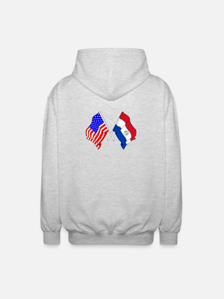Flag USA, flag Paraguay - Unisex Hooded Jacket - light heather grey