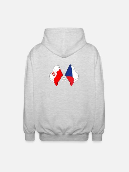 Drapeau Pologne, République tchèque - Veste à capuche unisexe - gris clair chiné