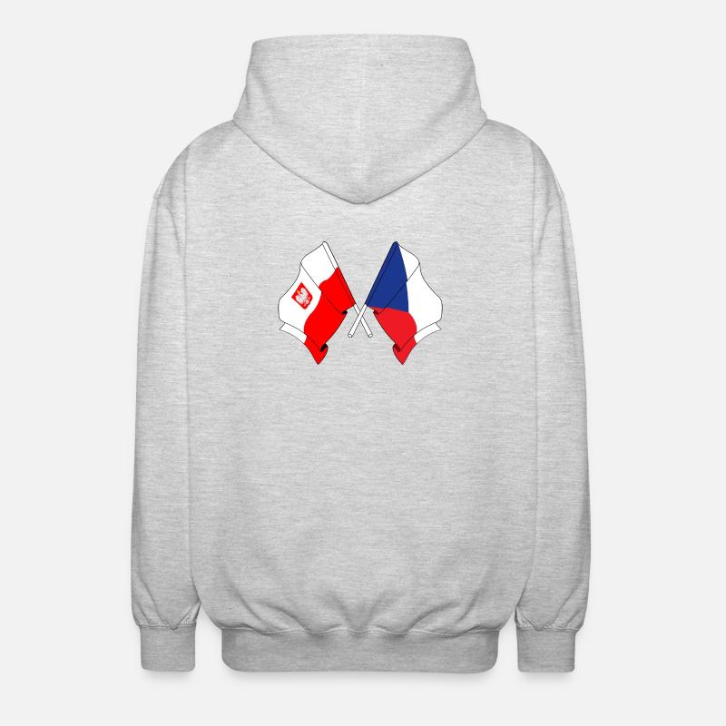 Drapeau Pologne, République tchèque - Veste à capuche unisexe - gris clair chiné
