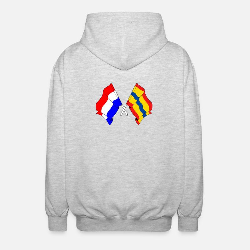 Drapeau des Pays-Bas, Overijssel croisé - Veste à capuche unisexe - gris clair chiné