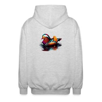Mandarin duck - Unisex Hooded Jacket - light heather grey - Back - AI Model Male 185 light (185cm)