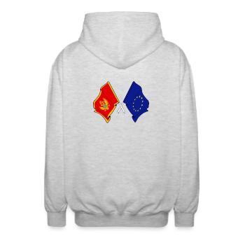 Flagge Montenegro, Flagge Europa - Unisex Kapuzenjacke - Hellgrau meliert - Hinten - AI Model Male 185 light (185cm)
