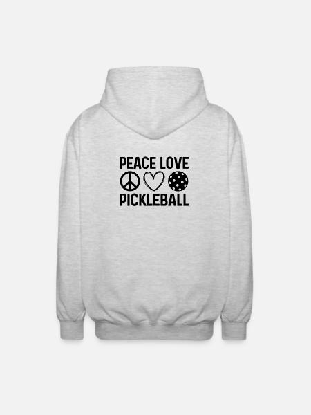 Peace Love Pickleball - Unisex Hooded Jacket - light heather grey