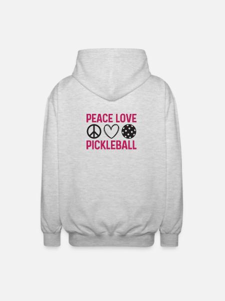Peace Love Pickleball - Veste à capuche unisexe - gris clair chiné