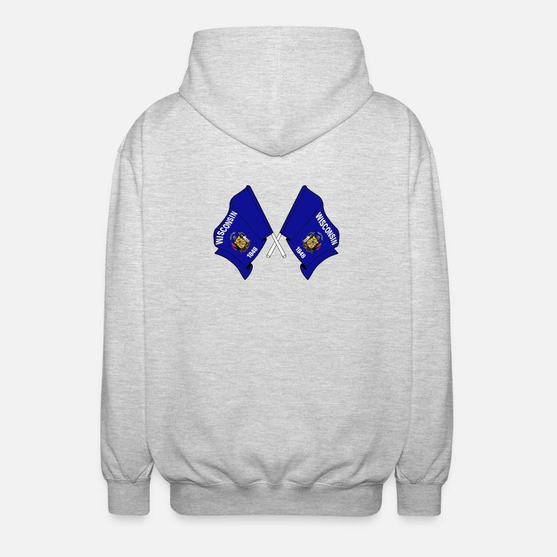 Deux drapeaux du Wisconsin croisés - Veste à capuche unisexe - gris clair chiné