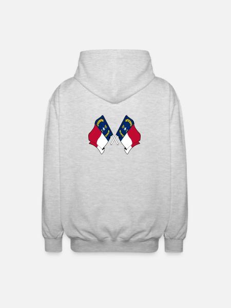 Two flags crossed North Carolina - Unisex Hooded Jacket - light heather grey