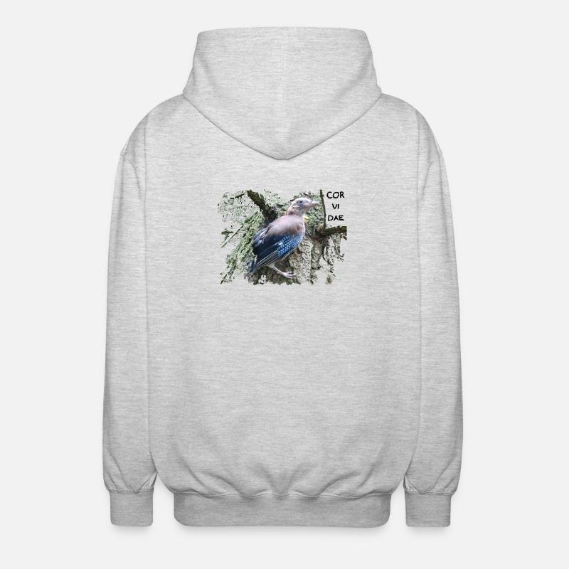 Eichelhäher Corvidae - Unisex Kapuzenjacke - Hellgrau meliert