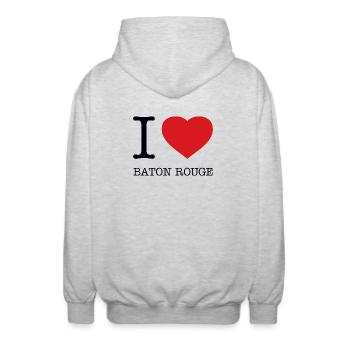 I LOVE BATON ROUGE - Unisex Kapuzenjacke - Hellgrau meliert - Hinten - AI Model Male 185 light (185cm)