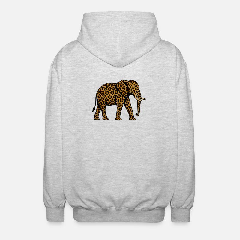 Leopard Elephant Pattern - Unisex Hooded Jacket - light heather grey