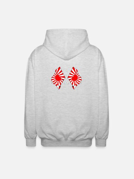 Crossed Rising Sun Flags - Unisex Hooded Jacket - light heather grey