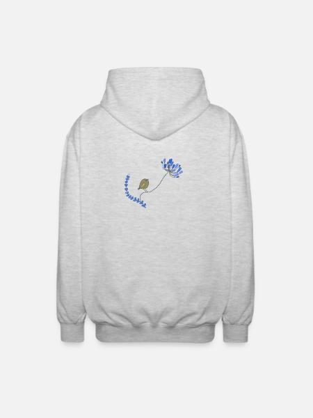 Vogel mit Blume - Unisex Kapuzenjacke - Hellgrau meliert