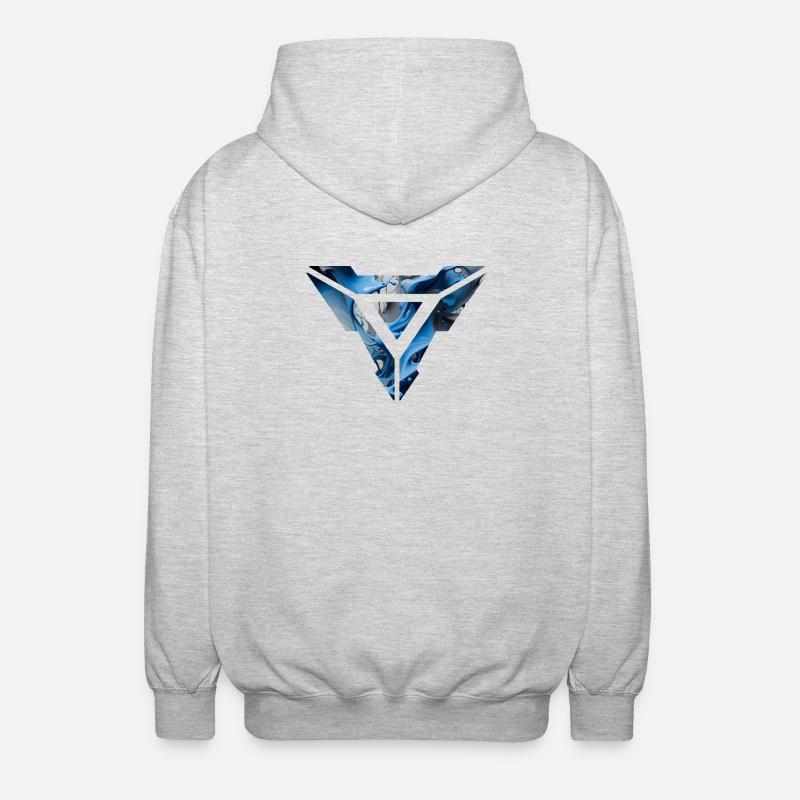 Abstract Blue Fluid Triangular Design - Unisex Hooded Jacket - light heather grey