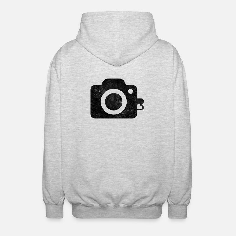 Conception de logo de caméra - Veste à capuche unisexe - gris clair chiné