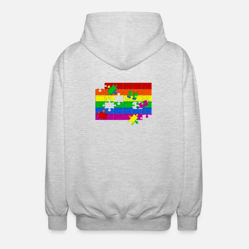 Puzzle drapeau LGTBQ+ - Veste à capuche unisexe - gris clair chiné