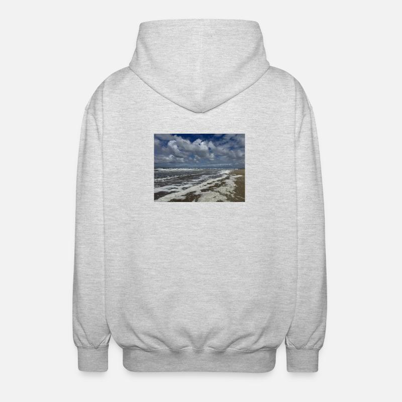 Magie côtière : vagues et nuages Hollande - Veste à capuche unisexe - gris clair chiné