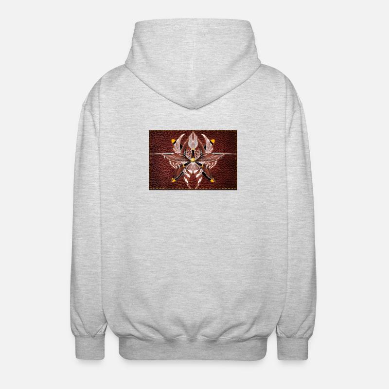 Firewing Mandala on Leather Look - Unisex Hooded Jacket - light heather grey