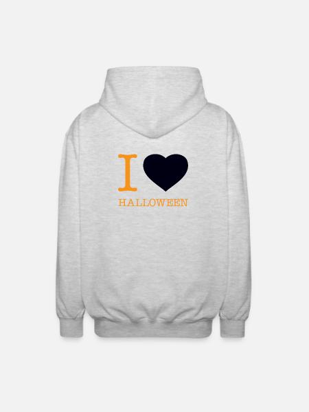 I Love Halloween - Unisex Hooded Jacket - light heather grey