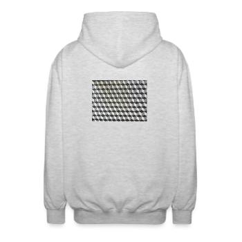 Dreidimensionale Würfel Graustufen - Unisex Kapuzenjacke - Hellgrau meliert - Hinten - AI Model Male 185 light (185cm)