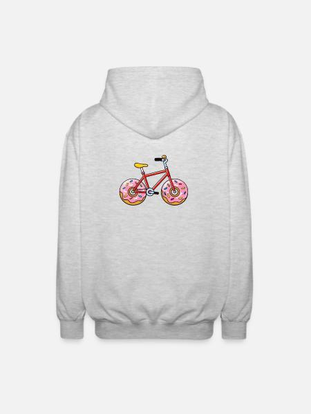 Funny Donut Bicycle Cartoon Design - Unisex Hooded Jacket - light heather grey