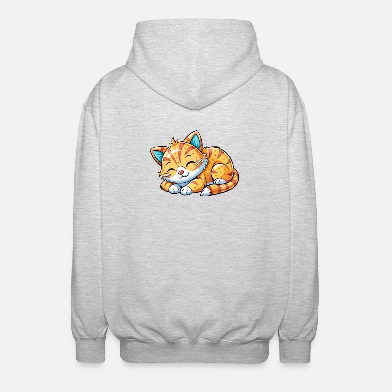 Sleeping cat - Unisex Hooded Jacket - light heather grey