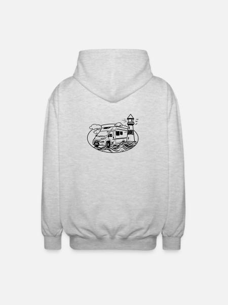Wohnmobil am Meer  - Unisex Kapuzenjacke - Hellgrau meliert