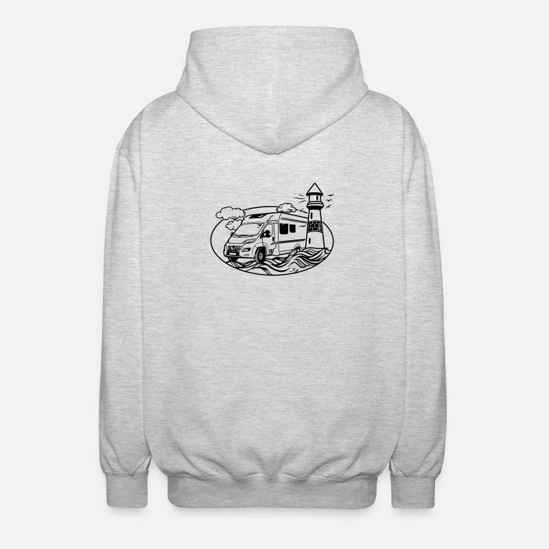 Campervan by the sea - Unisex Hooded Jacket - light heather grey