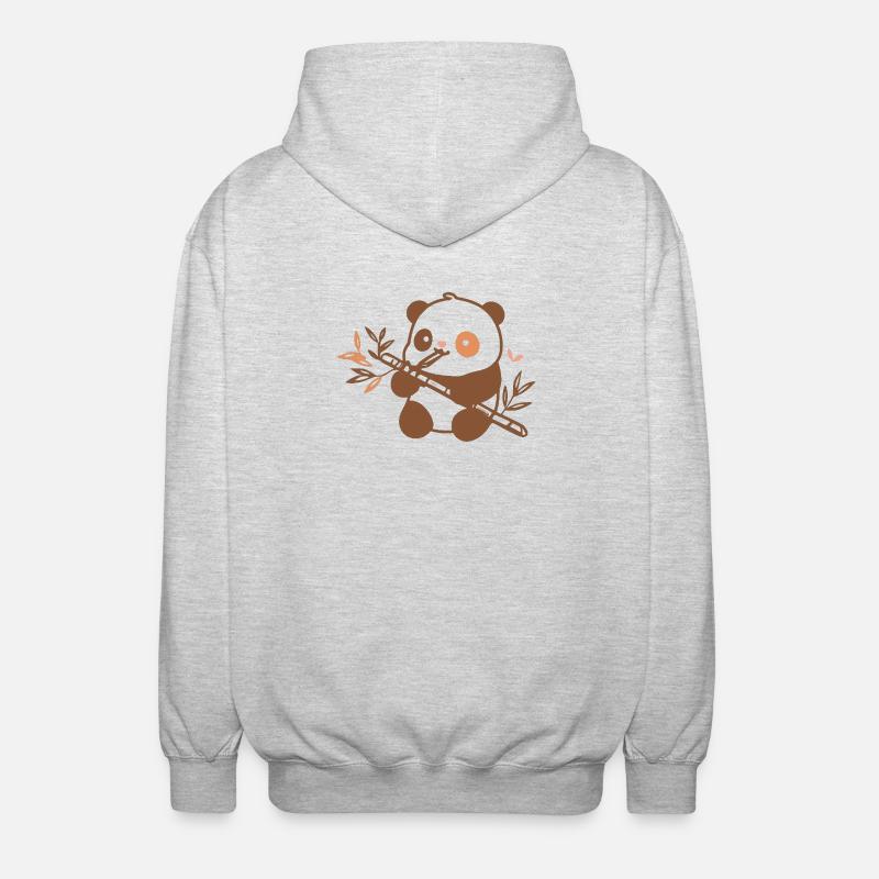 Cuddly Panda with Bamboo - Unisex Hooded Jacket - light heather grey