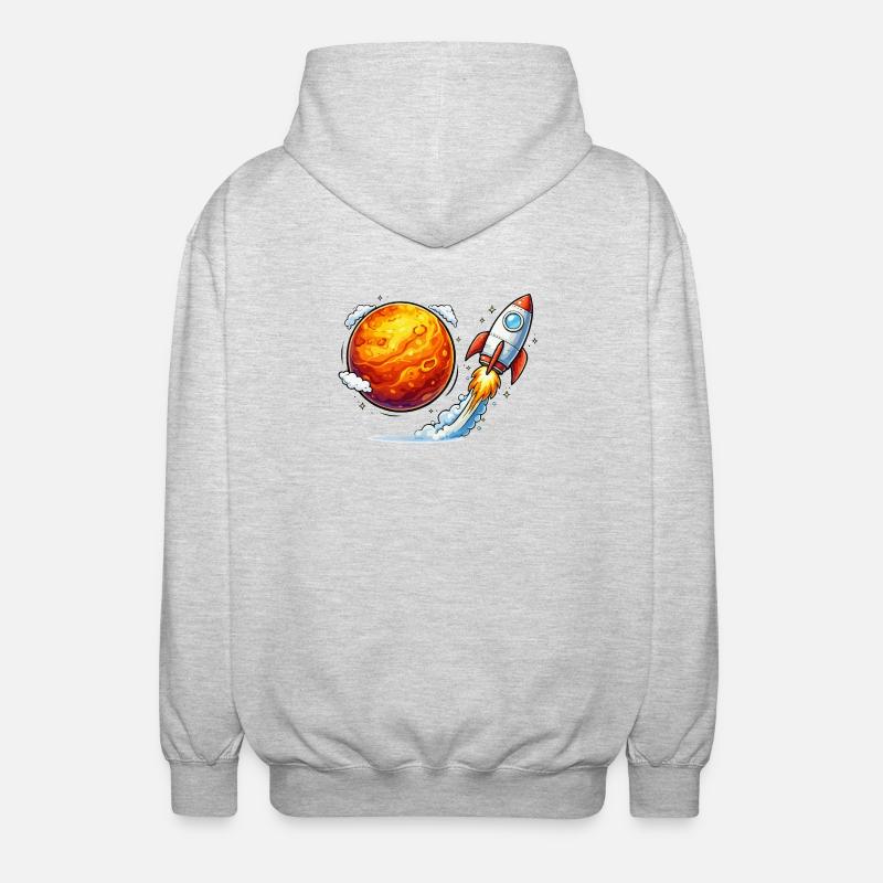 Voyage spatial sur une planète fusée - Veste à capuche unisexe - gris clair chiné