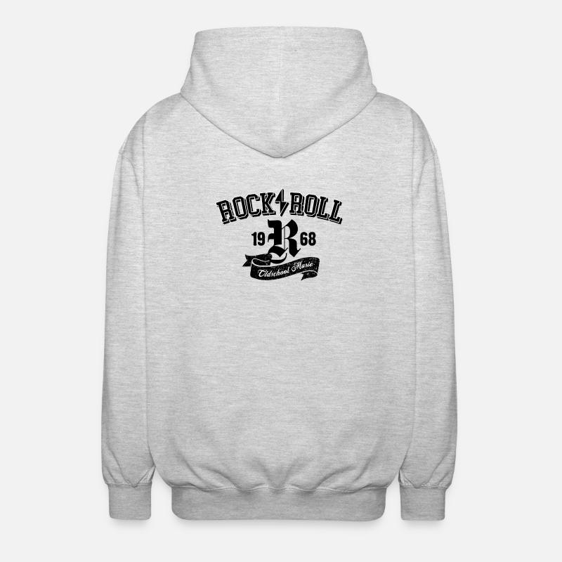 Rock and Roll Oldschool logo design - Unisex Hooded Jacket - light heather grey