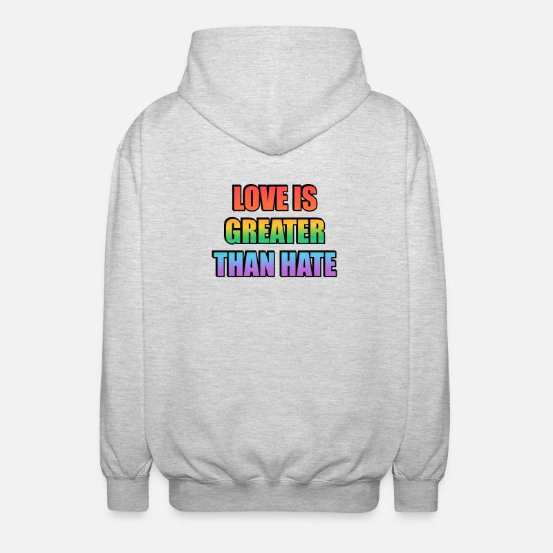 Love Is Greater Than Hate Rainbow - Unisex Hooded Jacket - light heather grey