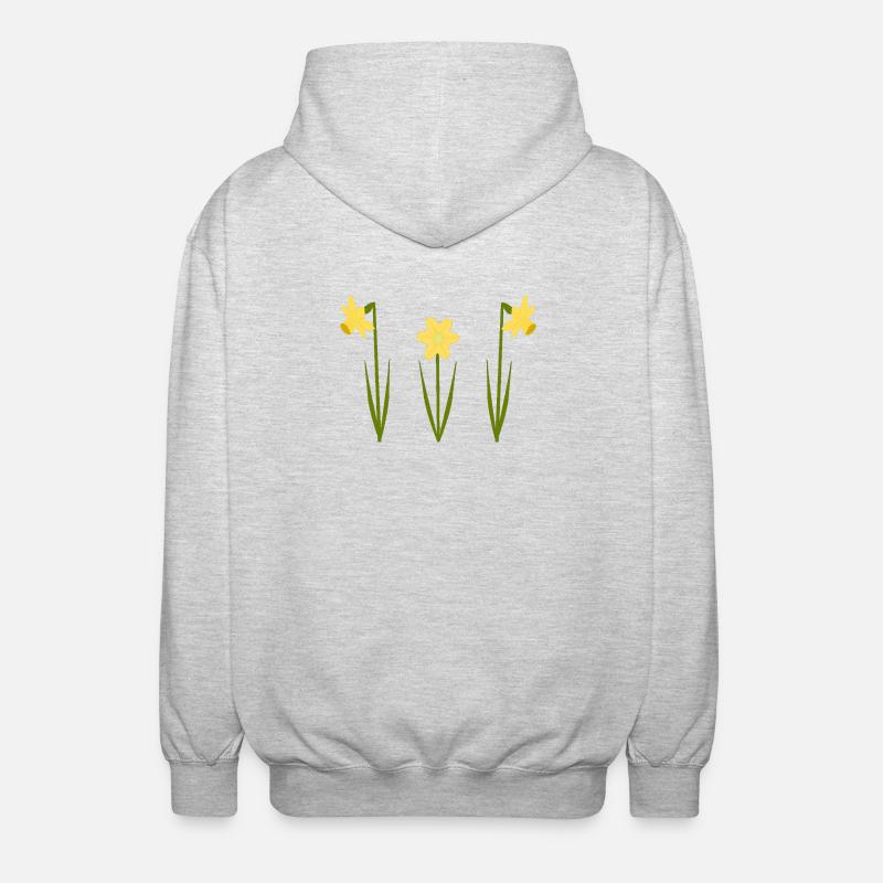 Mars bursdagsblomst påskeliljer i blomst - Unisex-hettejakke - lysgrå melert