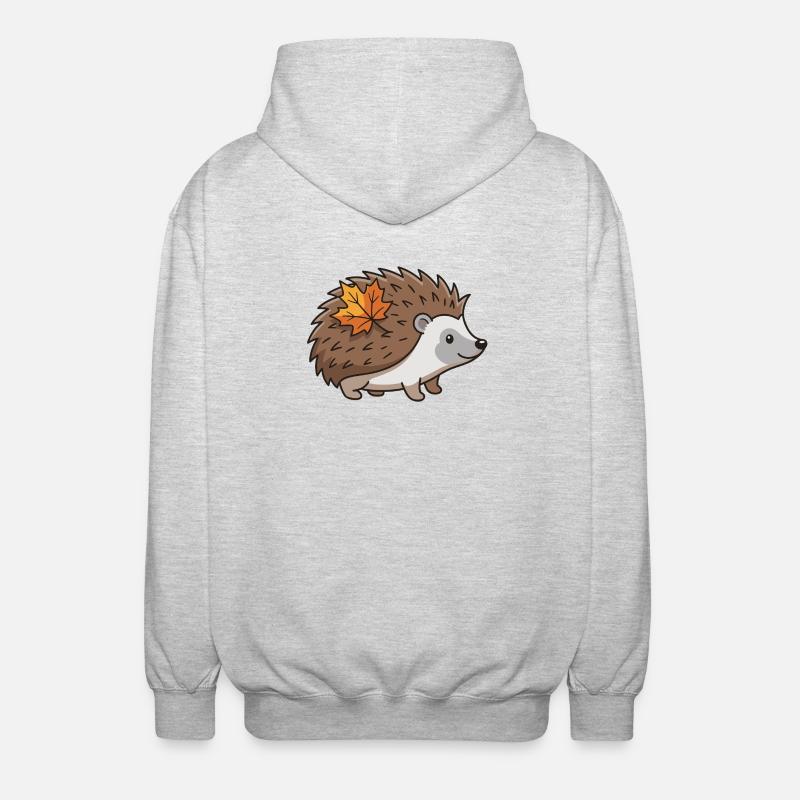 Hérisson Feuille d’Automne, Animal Mignon - Veste à capuche unisexe - gris clair chiné