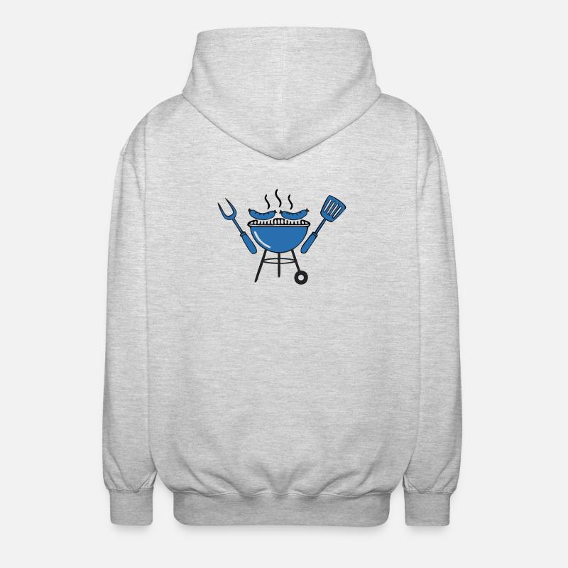 Kugelgrill BBQ Würstchen Vektor - Unisex Kapuzenjacke - Hellgrau meliert