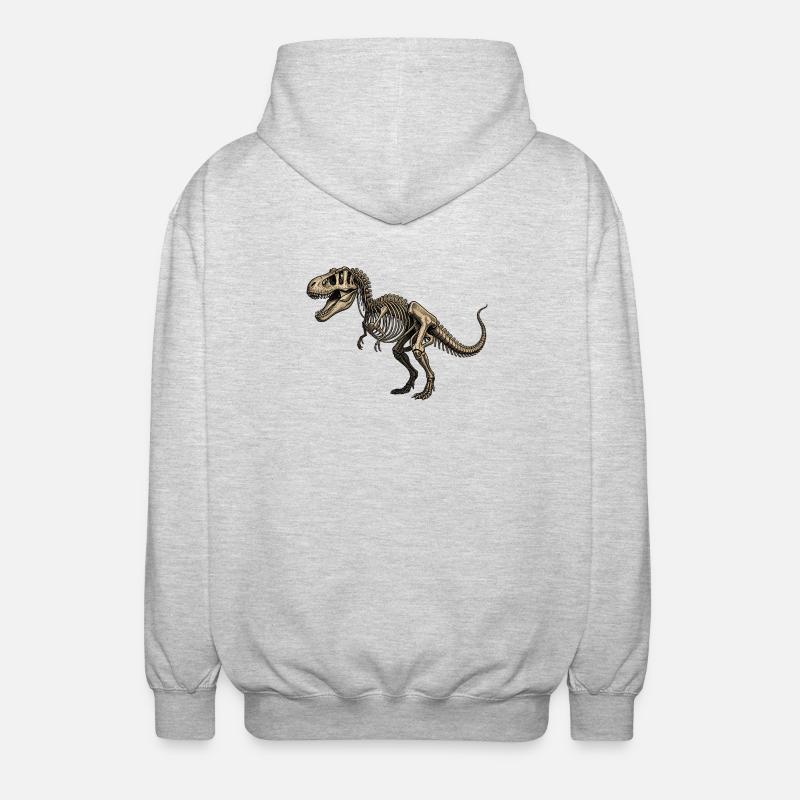 T-Rex Skelett Dinosaurier - Unisex Kapuzenjacke - Hellgrau meliert