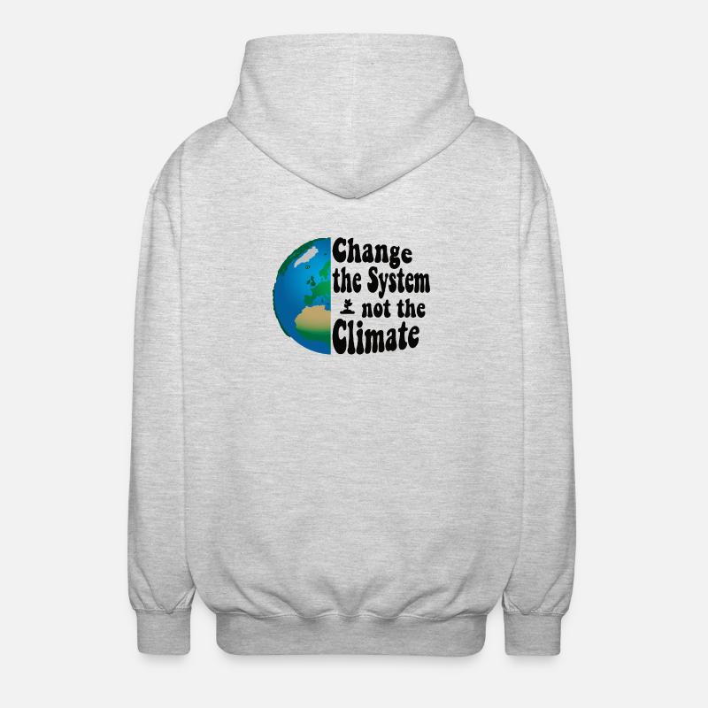 Change the system, not the climate - Unisex Kapuzenjacke - Hellgrau meliert
