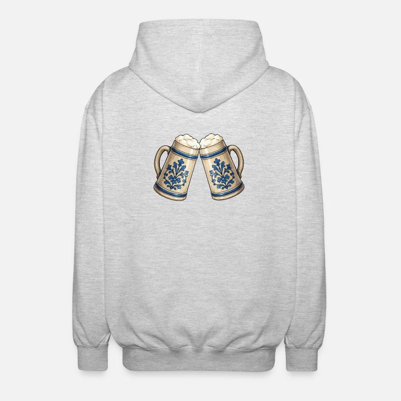 Bier Bierkrüge Ornament - Unisex Kapuzenjacke - Hellgrau meliert