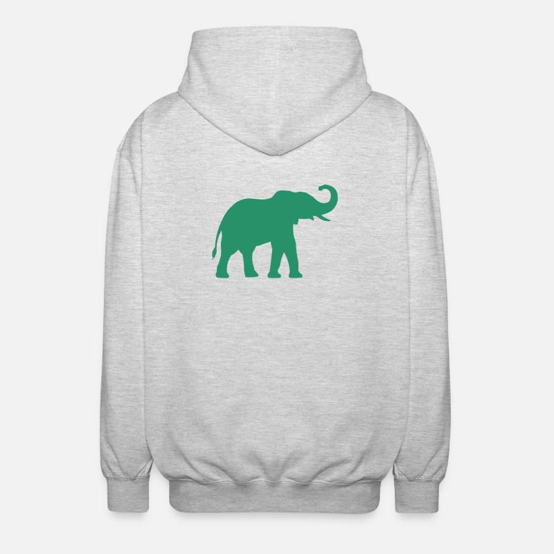 Green Elephant Silhouette - Unisex Hooded Jacket - light heather grey