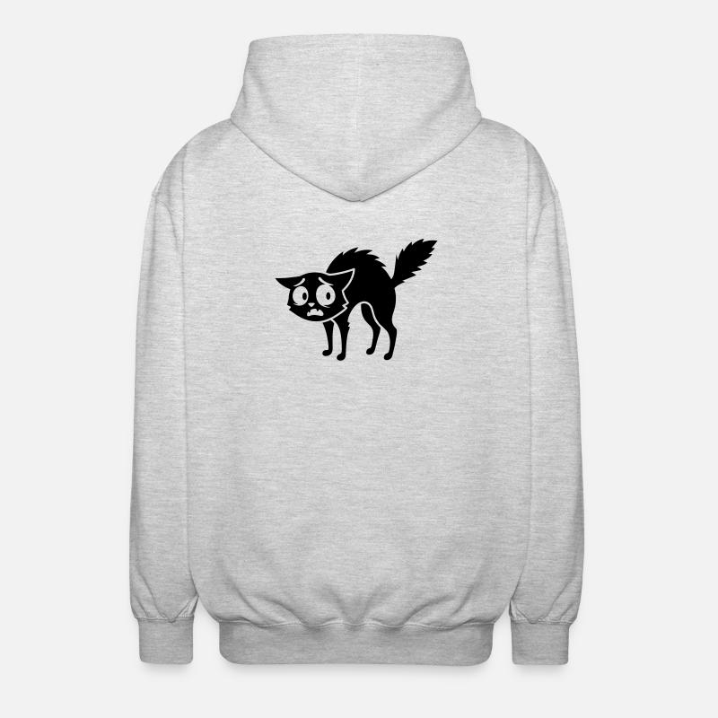 Frightened cat - Unisex Hooded Jacket - light heather grey