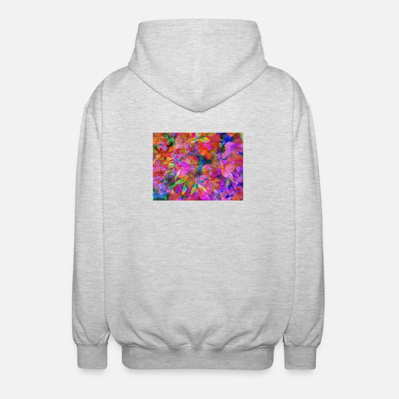 Farbexplosion Blüten-Collage - Unisex Kapuzenjacke - Hellgrau meliert
