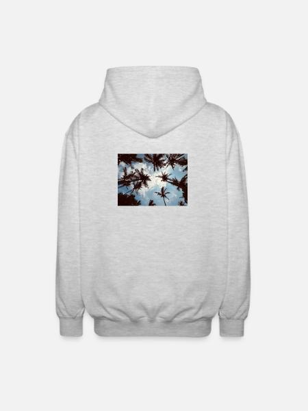 Tropical palm perspective - Unisex Hooded Jacket - light heather grey