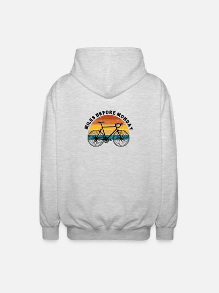 Sonnenuntergang-Radfahrer Silhouette - Unisex Kapuzenjacke - Hellgrau meliert