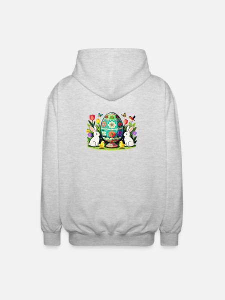 Easter Floral Egg Parade - Unisex Hooded Jacket - light heather grey