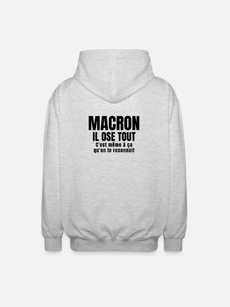 Macron, président, politique - Veste à capuche unisexe - gris clair chiné