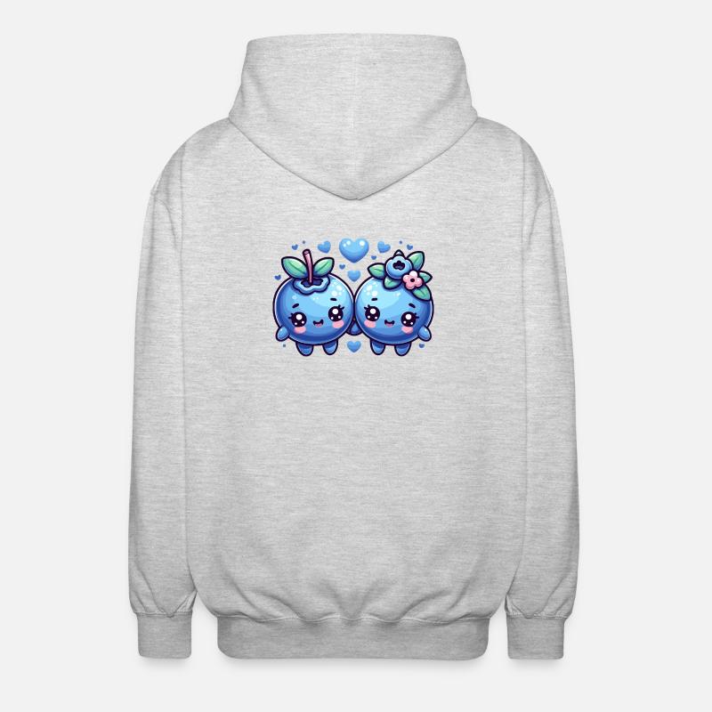 Süßes Design mit Blaubeeren - Unisex Kapuzenjacke - Hellgrau meliert